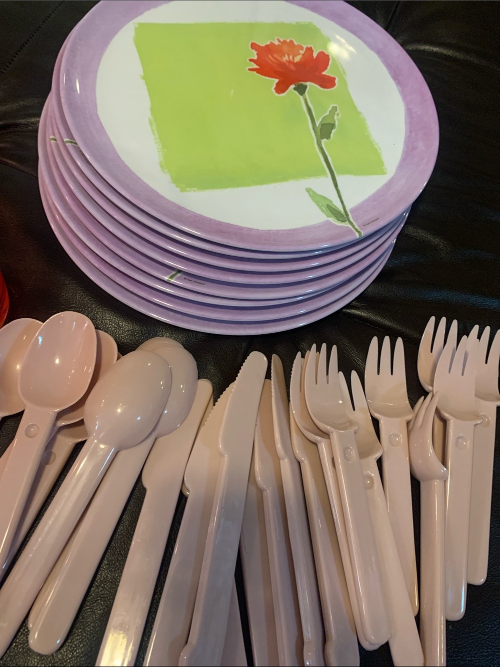 Set of 8 Heavy Plastic Dining Set - Picture 2 of 5